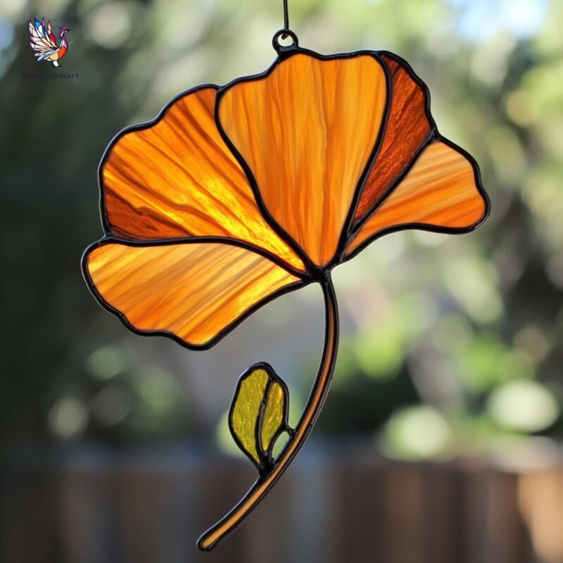 Digital Download Stained Glass California poppy Pattern, Stained Glass Pattern, Modern Suncatcher, DIY Stained Glass