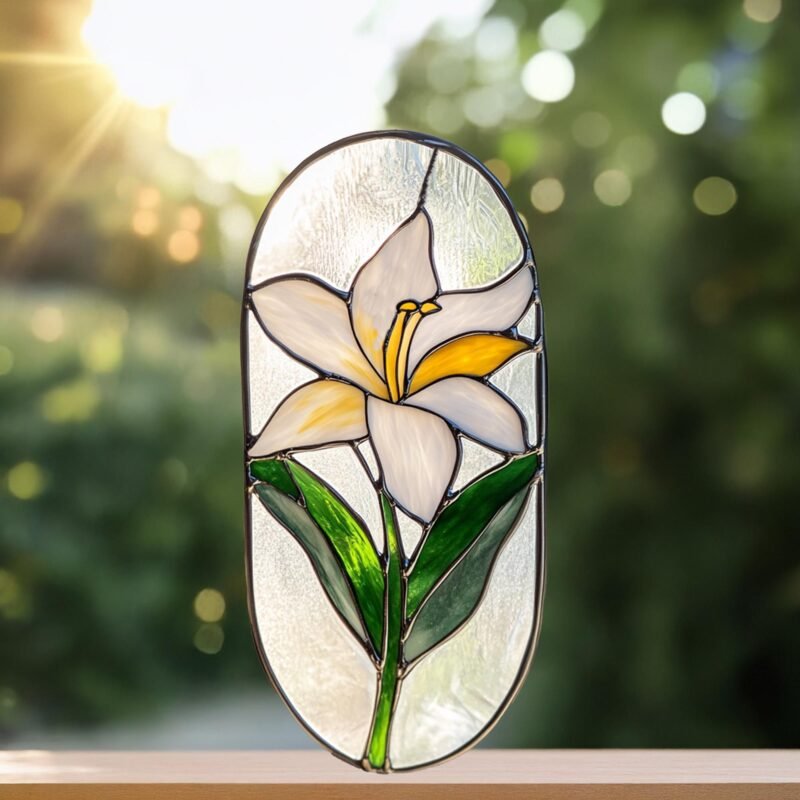 Digital file Lily Flower stained glass Leaves Stained Glass Pattern, Calla Lily Flowers Modern Suncatcher, Diy Stained Glass - Image 4