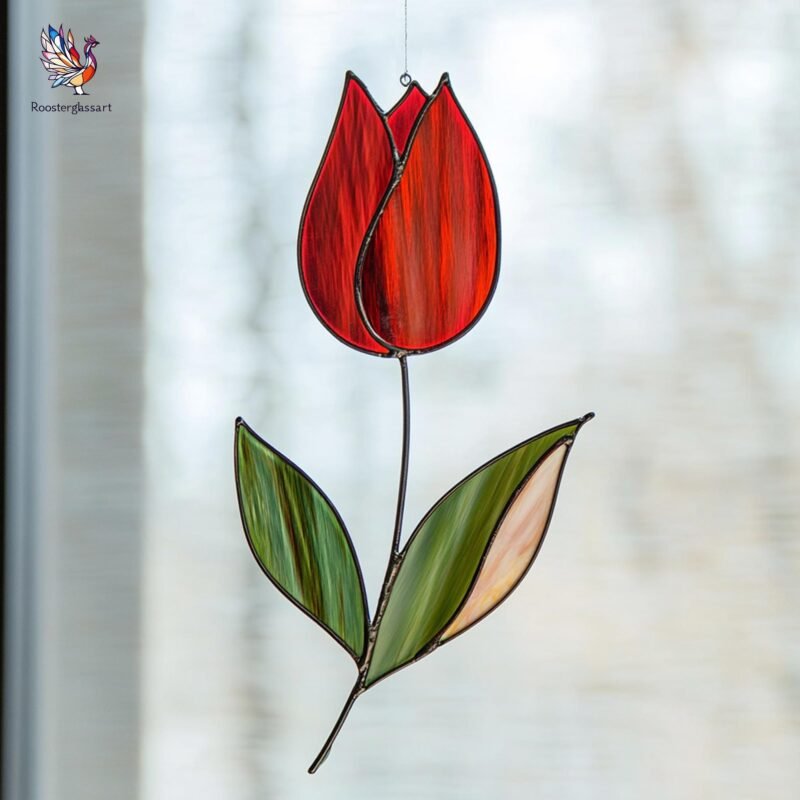 Digital Download Stained Glass Rose Pattern, Stained Glass Pattern, Modern Suncatcher, DIY Stained Glass