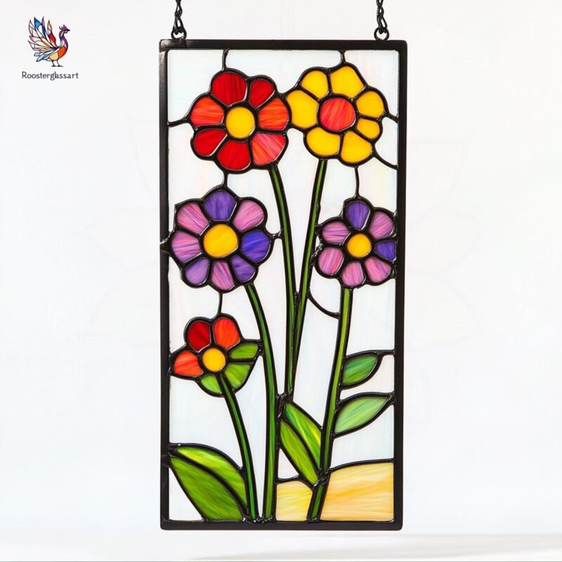 Digital Download Stained Glass Flower Pattern, Stained Glass Pattern, Modern Suncatcher, DIY Stained Glass