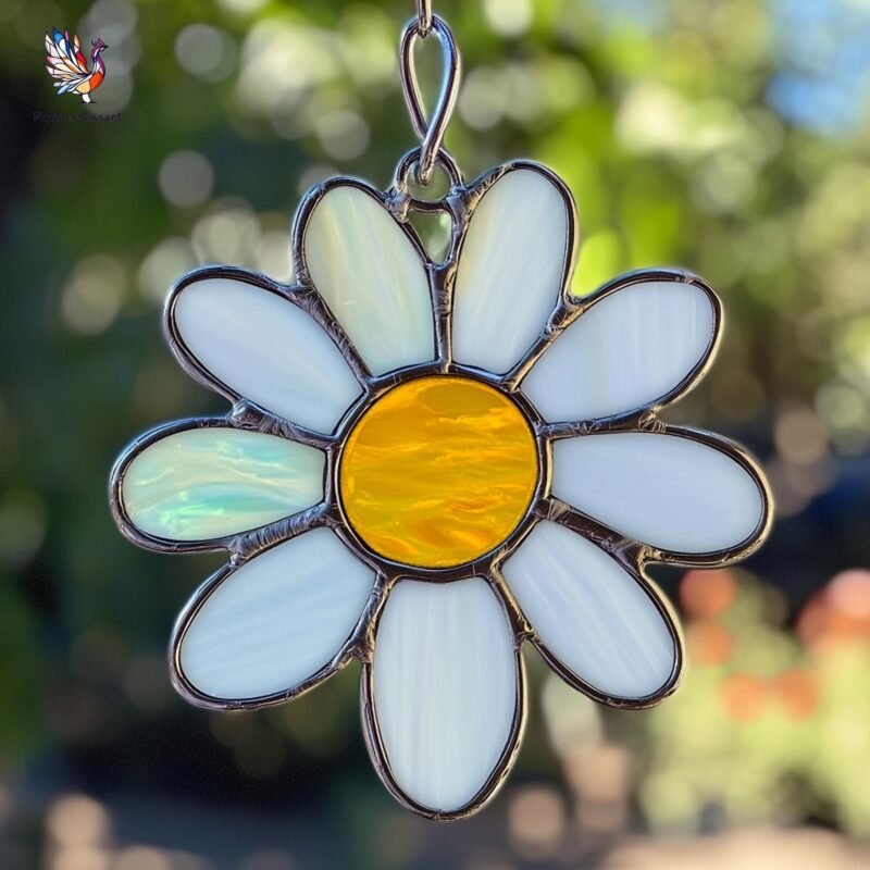 Digital Download Stained Glass Daisy Pattern, Stained Glass Pattern, Modern Suncatcher, DIY Stained Glass