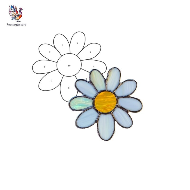 Digital Download Stained Glass Daisy Pattern, Stained Glass Pattern, Modern Suncatcher, DIY Stained Glass - Image 2