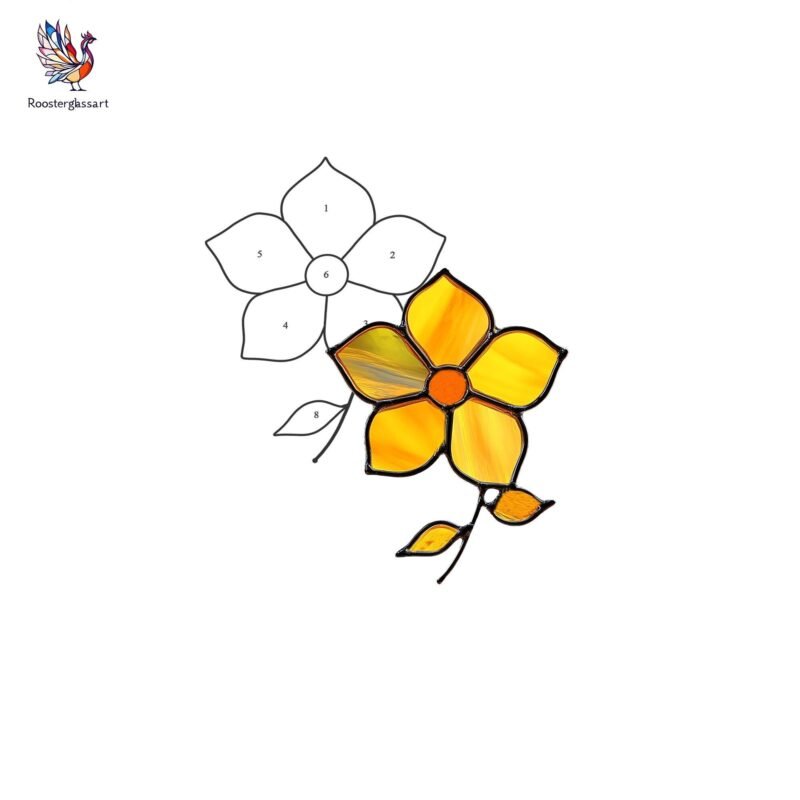 Digital Download Stained Glass Apricot blossom Pattern, Stained Glass Pattern, Modern Suncatcher, DIY Stained Glass - Image 2