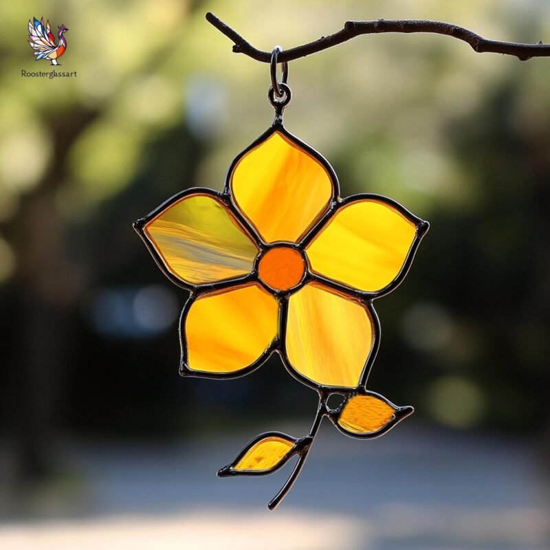 Digital Download Stained Glass Apricot blossom Pattern, Stained Glass Pattern, Modern Suncatcher, DIY Stained Glass