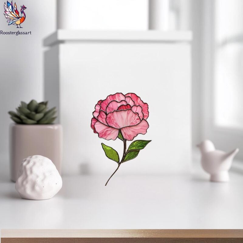 Digital Download Stained Glass Pink Carnation Pattern, Stained Glass Pattern, Modern Suncatcher, DIY Stained Glass - Image 5