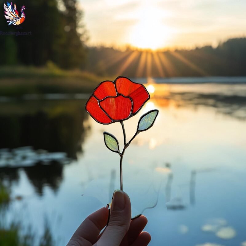 Digital Download Stained Glass Poppy Pattern, Stained Glass Pattern, Modern Suncatcher, DIY Stained Glass - Image 4