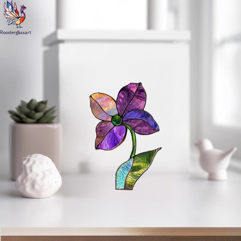 Digital Download Stained Glass Purple Orchid Pattern, Stained Glass Pattern, Modern Suncatcher, DIY Stained Glass - Image 5
