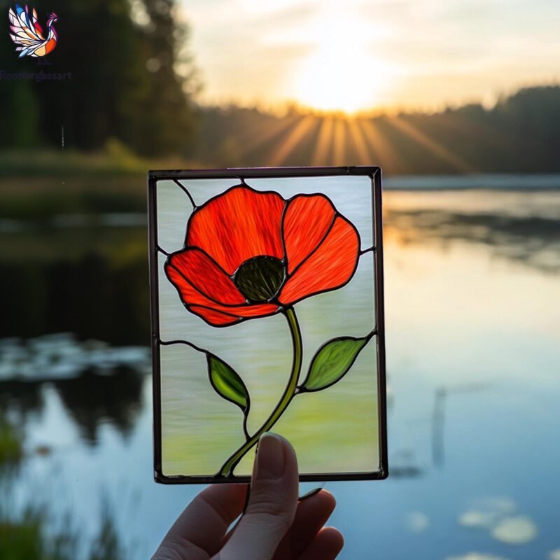 Digital Download Stained Glass Poppy Panel Pattern, Stained Glass Pattern, Modern Suncatcher, DIY Stained Glass - Image 4