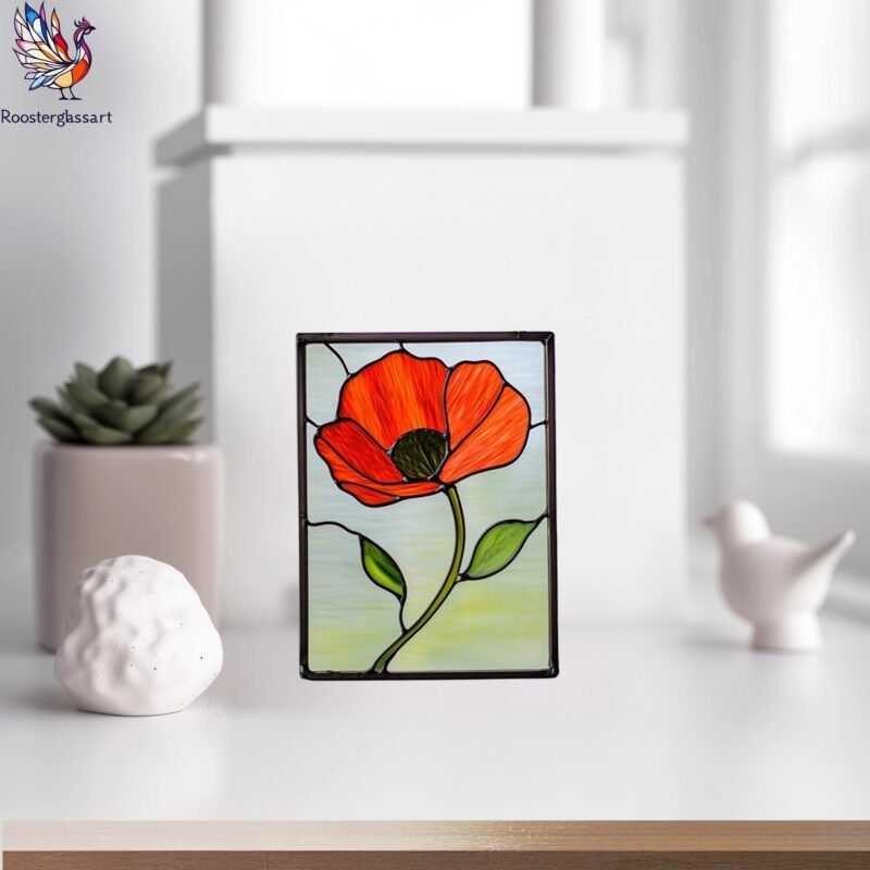 Digital Download Stained Glass Poppy Panel Pattern, Stained Glass Pattern, Modern Suncatcher, DIY Stained Glass - Image 5
