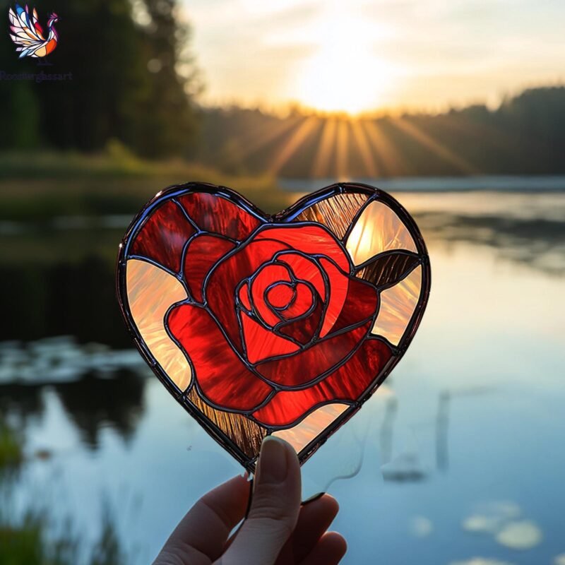 Digital Download Stained Glass Rose and Heart Pattern, Stained Glass Pattern, Modern Suncatcher, DIY Stained Glass - Image 4