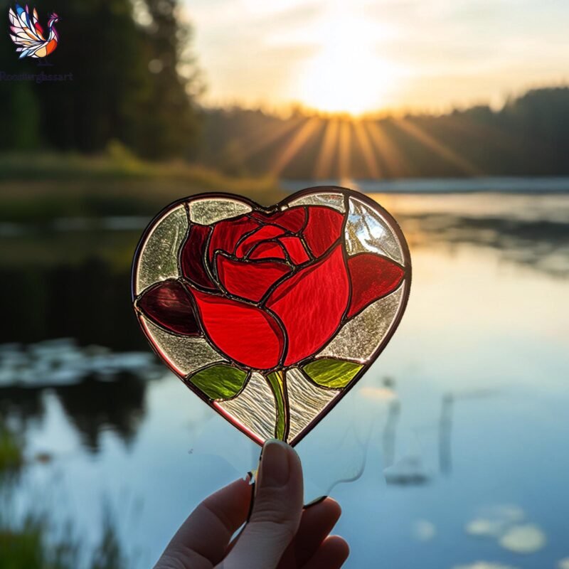 Digital Download Stained Glass Rose and Heart Pattern, Stained Glass Pattern, Modern Suncatcher, DIY Stained Glass - Image 4