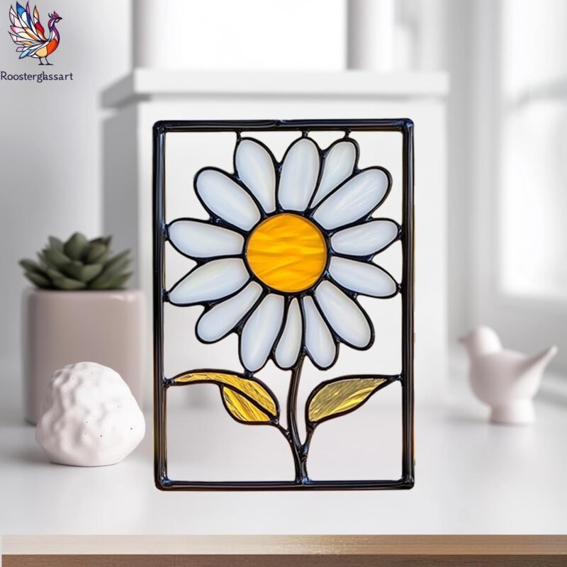 Digital Download Stained Glass White Daisy Pattern, Stained Glass Pattern, Modern Suncatcher, DIY Stained Glass - Image 5