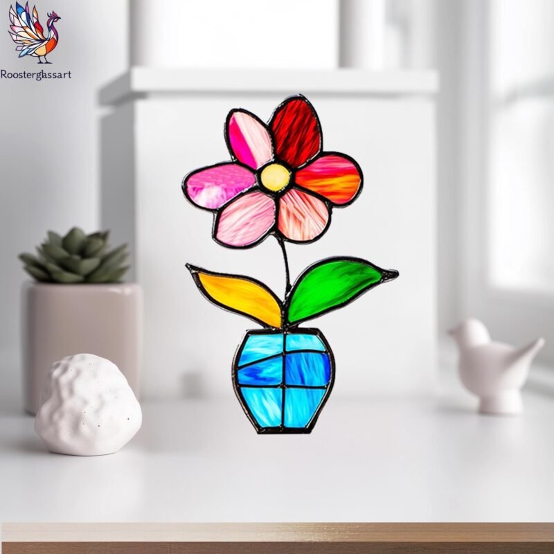 Digital Download Stained Glass Bud vase Pattern, Stained Glass Pattern, Modern Suncatcher, DIY Stained Glass - Image 5