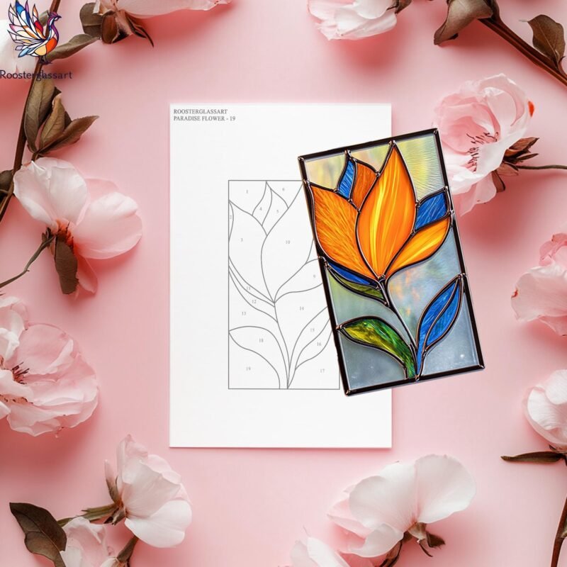 Digital Download Stained Glass Paradise flower Pattern, Stained Glass Pattern, Modern Suncatcher, DIY Stained Glass - Image 4