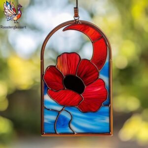 Digital Download Stained Glass Poppy and Moon Pattern, Stained Glass Pattern, Modern Suncatcher, DIY Stained Glass