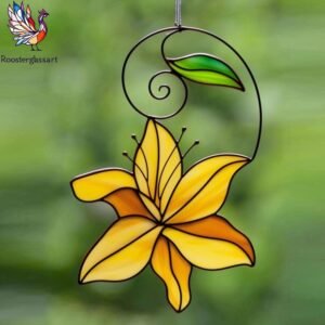 Digital Download Stained Glass Lily Pattern, Stained Glass Pattern, Modern Suncatcher, DIY Stained Glass