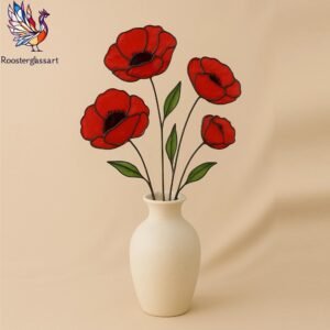Digital Download Stained Glass Poppy Pattern, Stained Glass Pattern, Modern Suncatcher, DIY Stained Glass