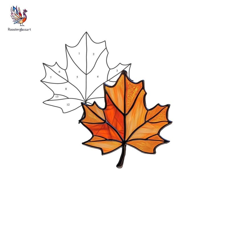 Digital Download Stained Glass Maple leaf Pattern, Stained Glass Pattern, Modern Suncatcher, DIY Stained Glass