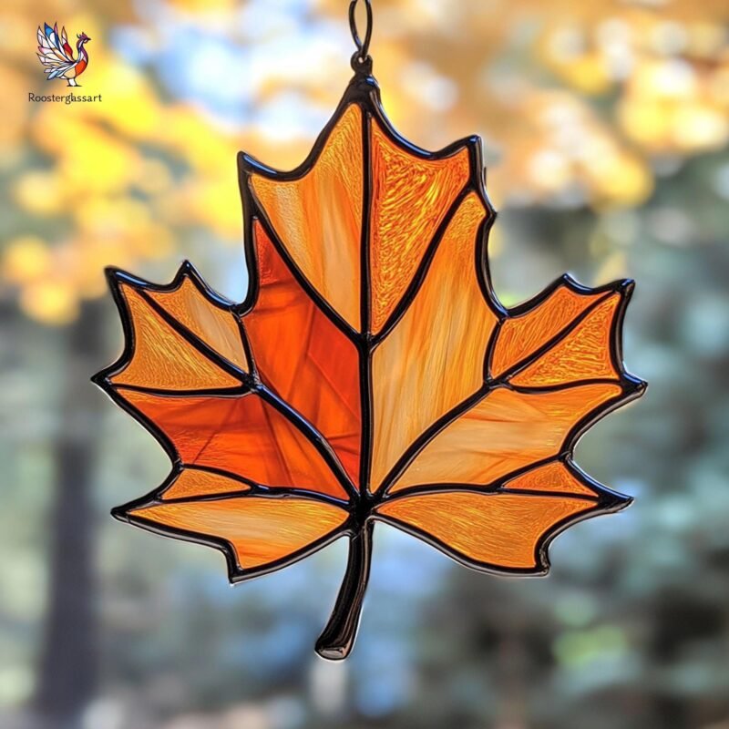 Digital Download Stained Glass Maple leaf Pattern, Stained Glass Pattern, Modern Suncatcher, DIY Stained Glass - Image 2