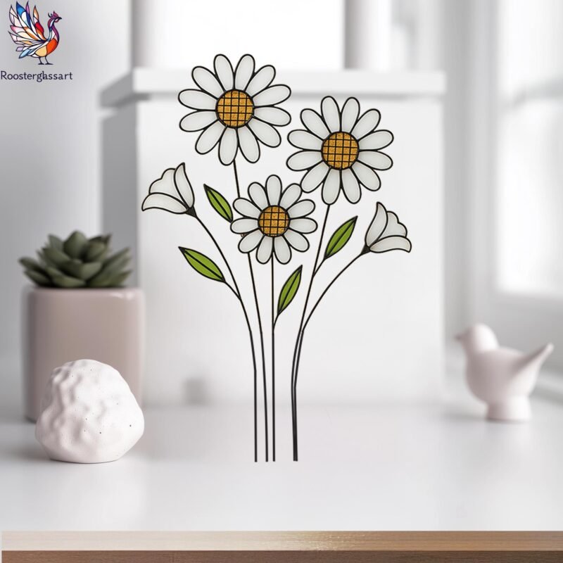 Digital Download Stained Glass Daisy Vase Pattern, Stained Glass Pattern, Modern Suncatcher, DIY Stained Glass - Image 5