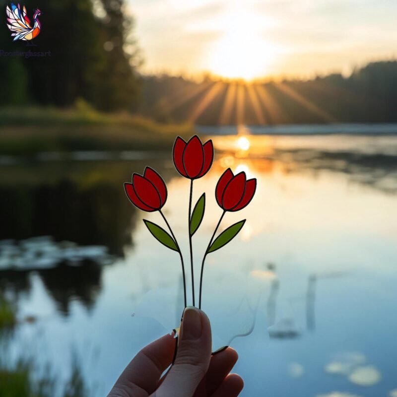 Digital Download Stained Glass Tulip Vase Pattern, Stained Glass Pattern, Modern Suncatcher, DIY Stained Glass - Image 3
