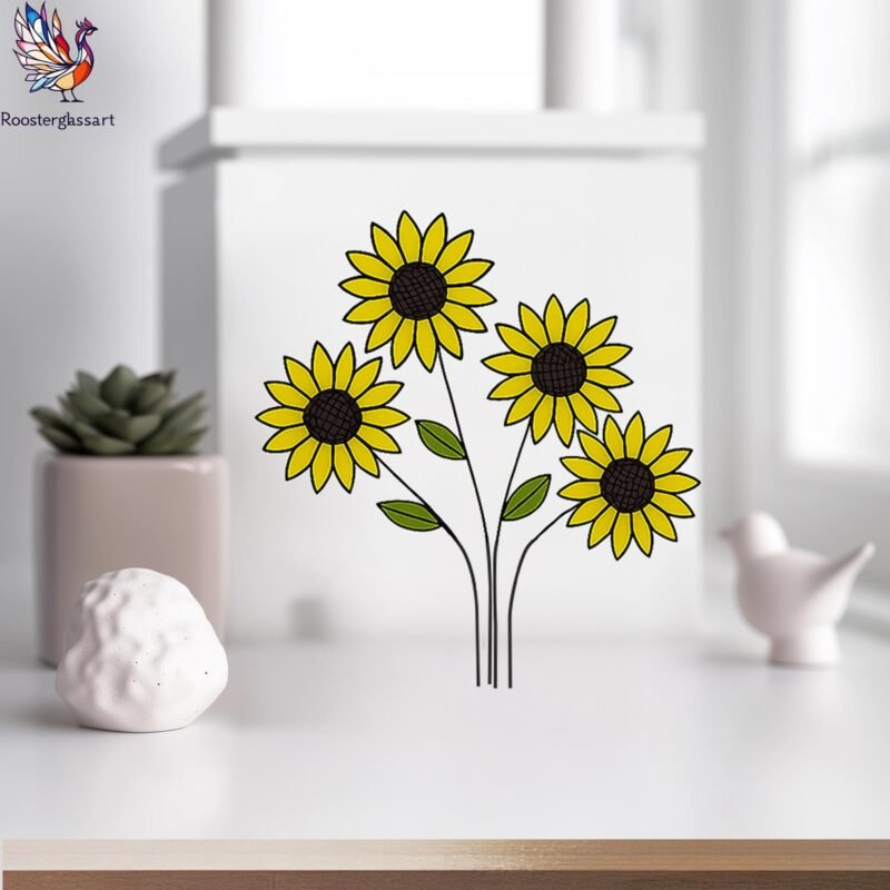 Digital Download Stained Glass Sunflower Vase Pattern, Stained Glass Pattern, Modern Suncatcher, DIY Stained Glass - Image 5