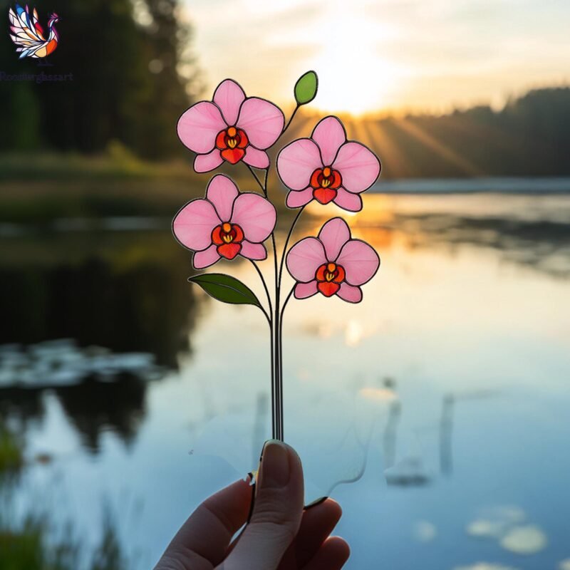 Digital Download Stained Glass Orchid vase Pattern, Stained Glass Pattern, Modern Suncatcher, DIY Stained Glass - Image 4