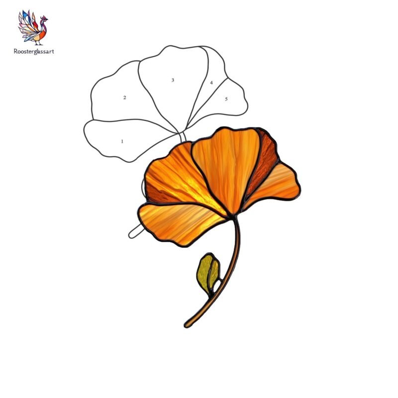 Digital Download Stained Glass California poppy Pattern, Stained Glass Pattern, Modern Suncatcher, DIY Stained Glass - Image 2