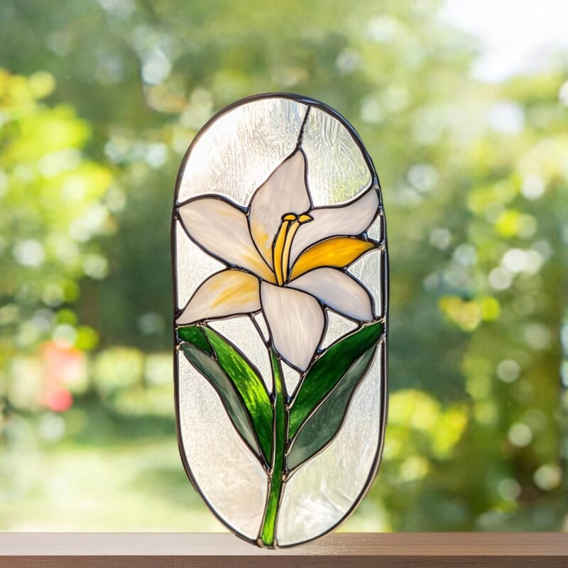 Digital file Lily Flower stained glass Leaves Stained Glass Pattern, Calla Lily Flowers Modern Suncatcher, Diy Stained Glass - Image 6