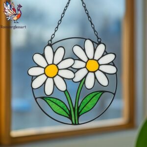 Digital Download Stained Glass Daisy Pattern, Stained Glass Pattern, Modern Suncatcher, DIY Stained Glass