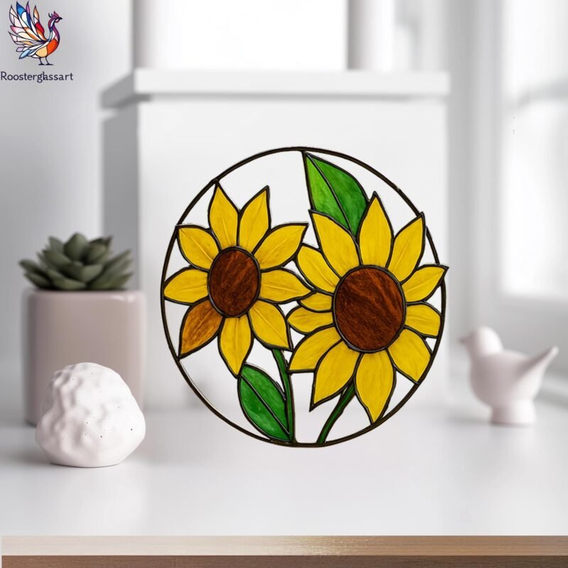 Digital Download Stained Glass Sunflower Pattern, Stained Glass Pattern, Modern Suncatcher, DIY Stained Glass - Image 5