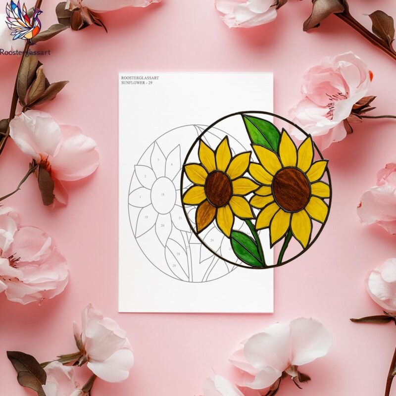 Digital Download Stained Glass Sunflower Pattern, Stained Glass Pattern, Modern Suncatcher, DIY Stained Glass - Image 3