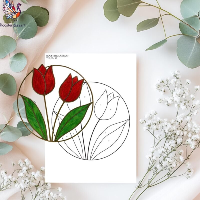 Digital Download Stained Glass Tulip Pattern, Stained Glass Pattern, Modern Suncatcher, DIY Stained Glass - Image 2