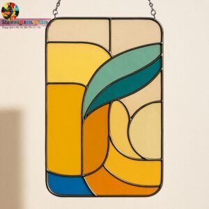 Digital file Window hanging stained glass Leaves Stained Glass Pattern, Calla daisy Flowers Modern Suncatcher, Diy Stained Glass