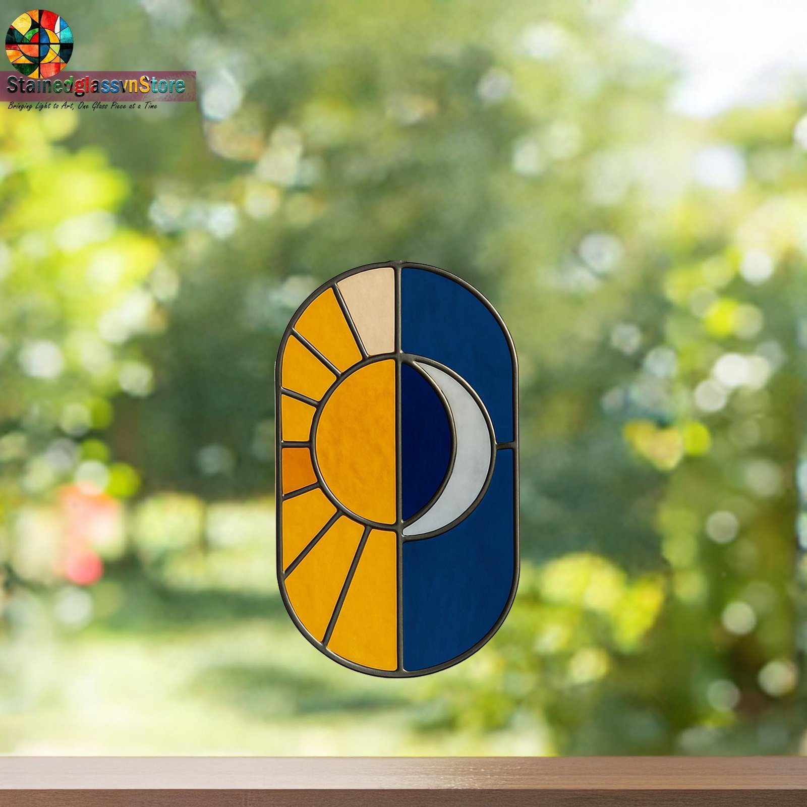 Digital file Sun and Moon stained glass Leaves Stained Glass Pattern, Calla daisy Flowers Modern Suncatcher, Diy Stained Glass - Image 5