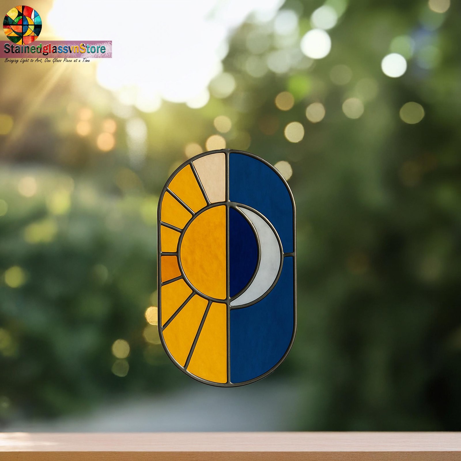 Digital file Sun and Moon stained glass Leaves Stained Glass Pattern, Calla daisy Flowers Modern Suncatcher, Diy Stained Glass - Image 4