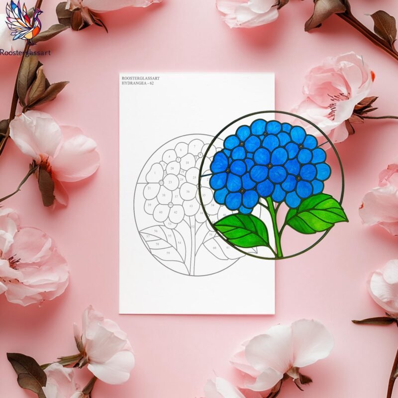 Digital Download Stained Glass Hydrangea Pattern, Stained Glass Pattern, Modern Suncatcher, DIY Stained Glass - Image 4