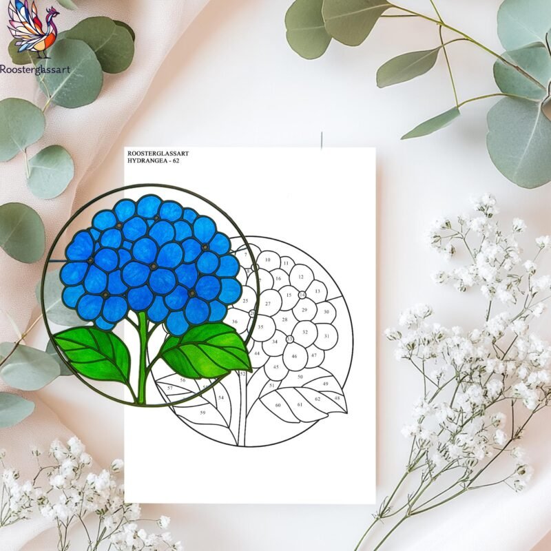 Digital Download Stained Glass Hydrangea Pattern, Stained Glass Pattern, Modern Suncatcher, DIY Stained Glass - Image 3