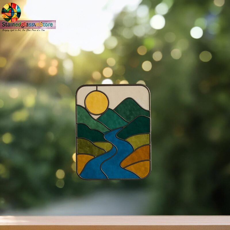 Digital file Sunset stained glass Leaves Stained Glass Pattern, Calla daisy Flowers Modern Suncatcher, Diy Stained Glass - Image 4