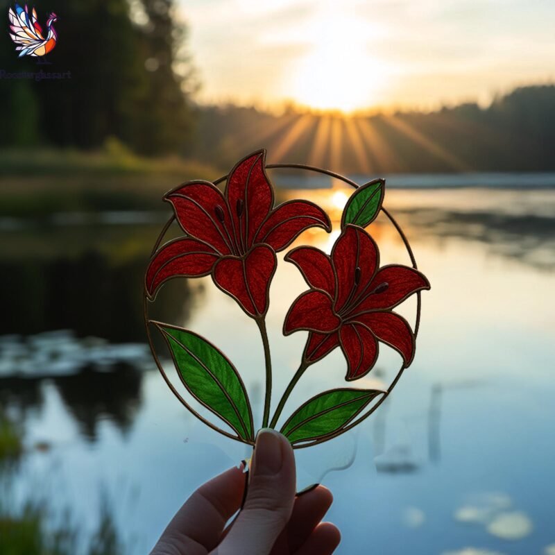 Digital Download Stained Glass Lily Pattern, Stained Glass Pattern, Modern Suncatcher, DIY Stained Glass - Image 5
