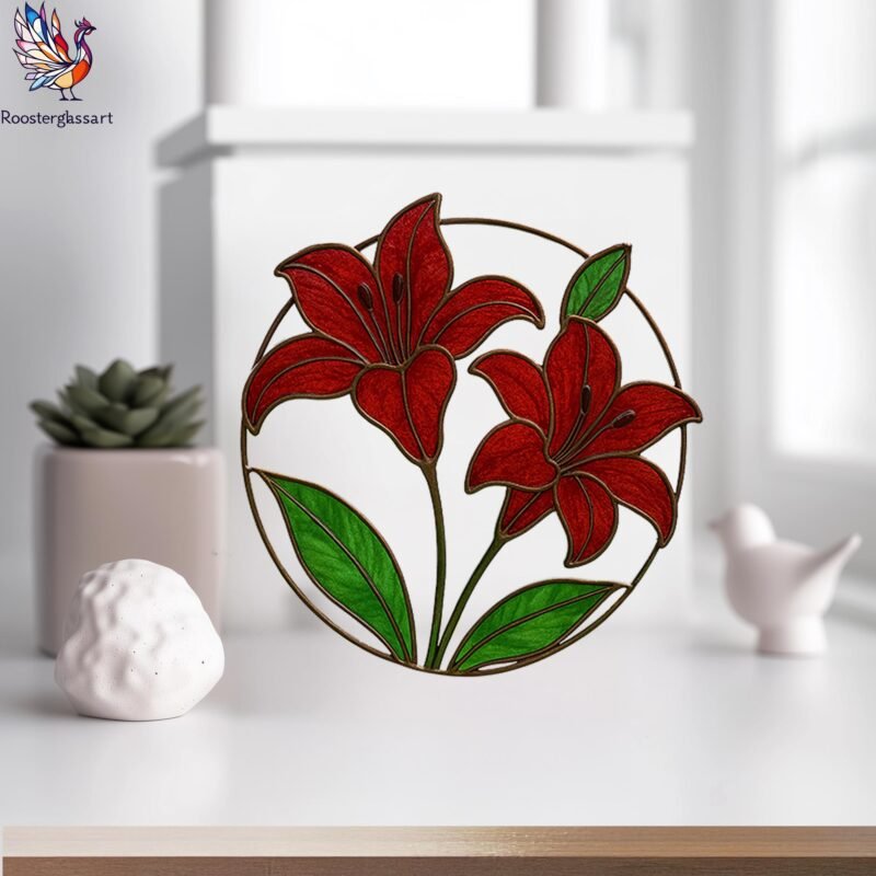 Digital Download Stained Glass Lily Pattern, Stained Glass Pattern, Modern Suncatcher, DIY Stained Glass - Image 6