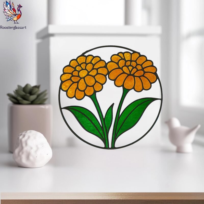 Digital Download Stained Glass Marigold Pattern, Stained Glass Pattern, Modern Suncatcher, DIY Stained Glass - Image 6
