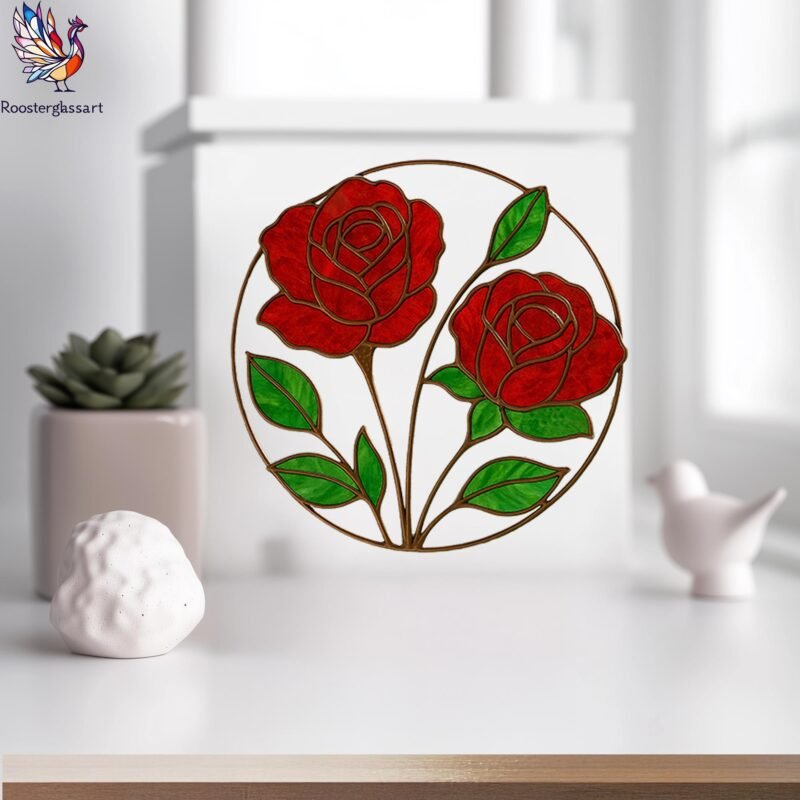 Digital Download Stained Glass Rose Pattern, Stained Glass Pattern, Modern Suncatcher, DIY Stained Glass - Image 6
