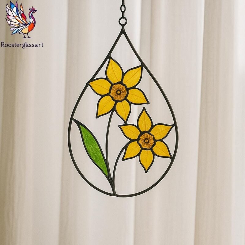 Digital Download Stained Glass Daffodil Drop Pattern, Stained Glass Pattern, Modern Suncatcher, DIY Stained Glass - Image 2
