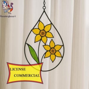 Digital Download Stained Glass Daffodil Drop Pattern, Stained Glass Pattern, Modern Suncatcher, DIY Stained Glass