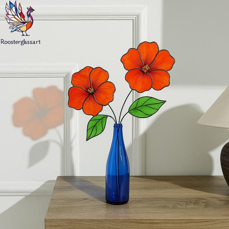 Digital Download Stained Glass Hibiscus Vase Pattern, Stained Glass Pattern, Modern Suncatcher, DIY Stained Glass - Image 2