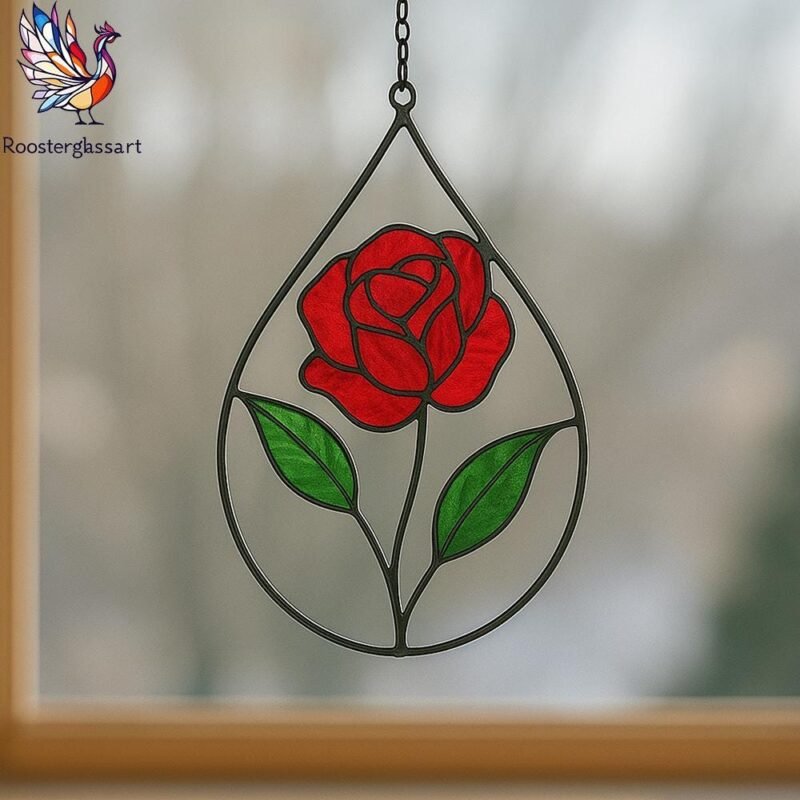 Digital Download Stained Glass Rose Drop Pattern, Stained Glass Pattern, Modern Suncatcher, DIY Stained Glass - Image 2