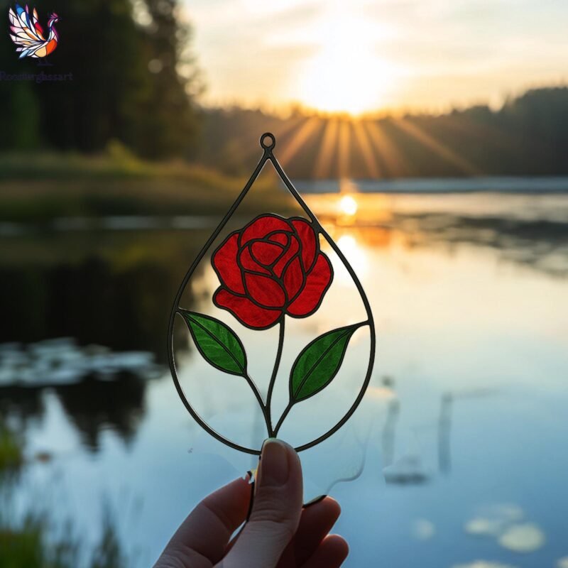 Digital Download Stained Glass Rose Drop Pattern, Stained Glass Pattern, Modern Suncatcher, DIY Stained Glass - Image 5