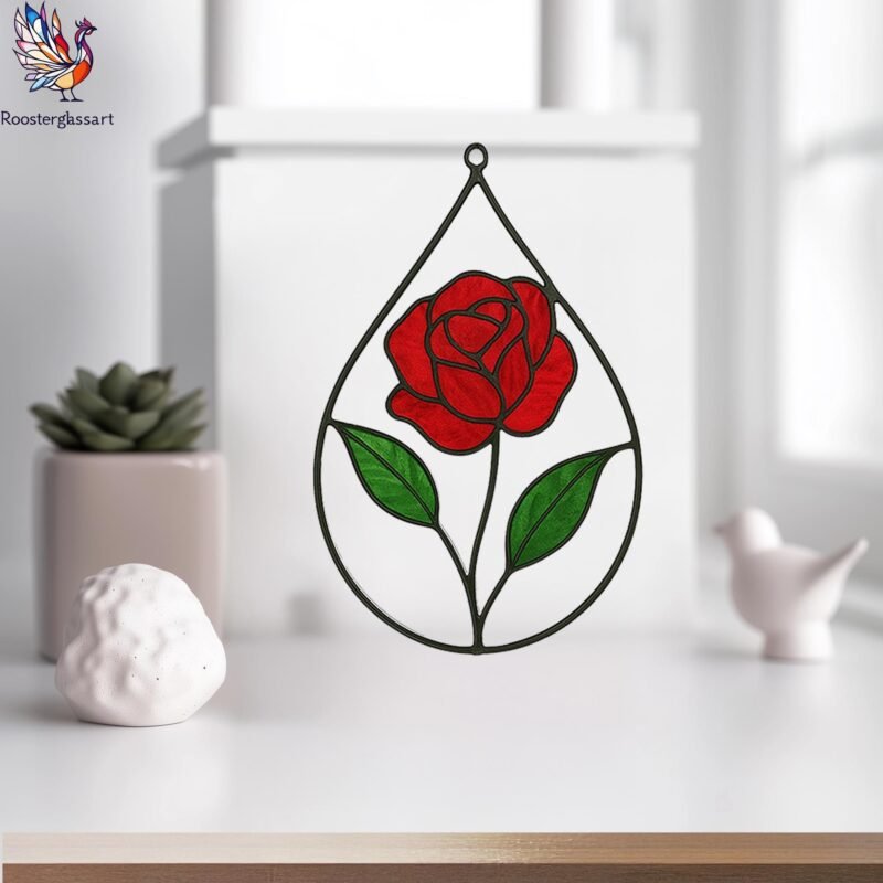 Digital Download Stained Glass Rose Drop Pattern, Stained Glass Pattern, Modern Suncatcher, DIY Stained Glass - Image 6