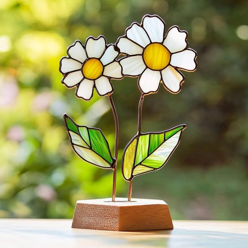 Digital Download Stained Glass Daisy Pattern, Stained Glass Pattern, Modern Suncatcher, DIY Stained Glass